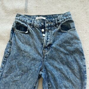 Acid Wash Straight Leg Denim Jeans